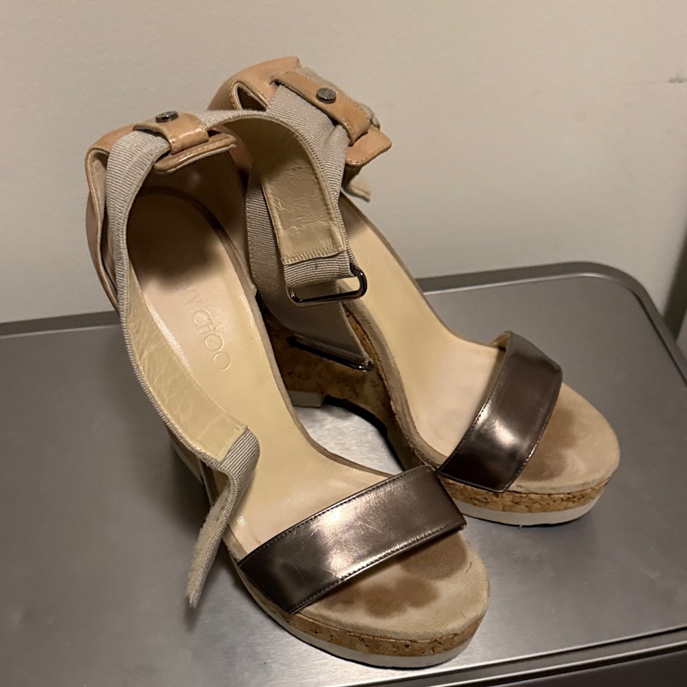 Jimmy Choo Metallic Wedge Sandals